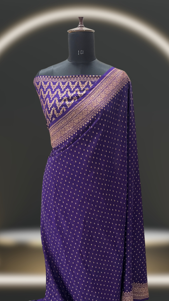 Shree-Pure Khaddi Crepe Chiffon Saree