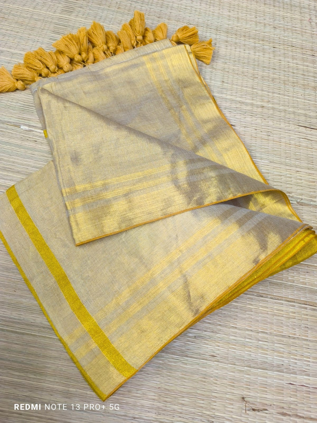 Nirthaya - Gold Tissue Soft Linen Saree