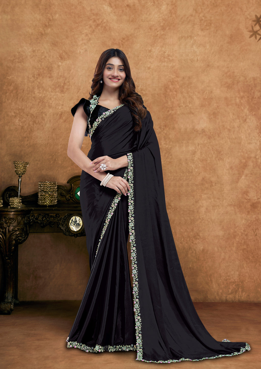 Alissa - Designer Satin Saree