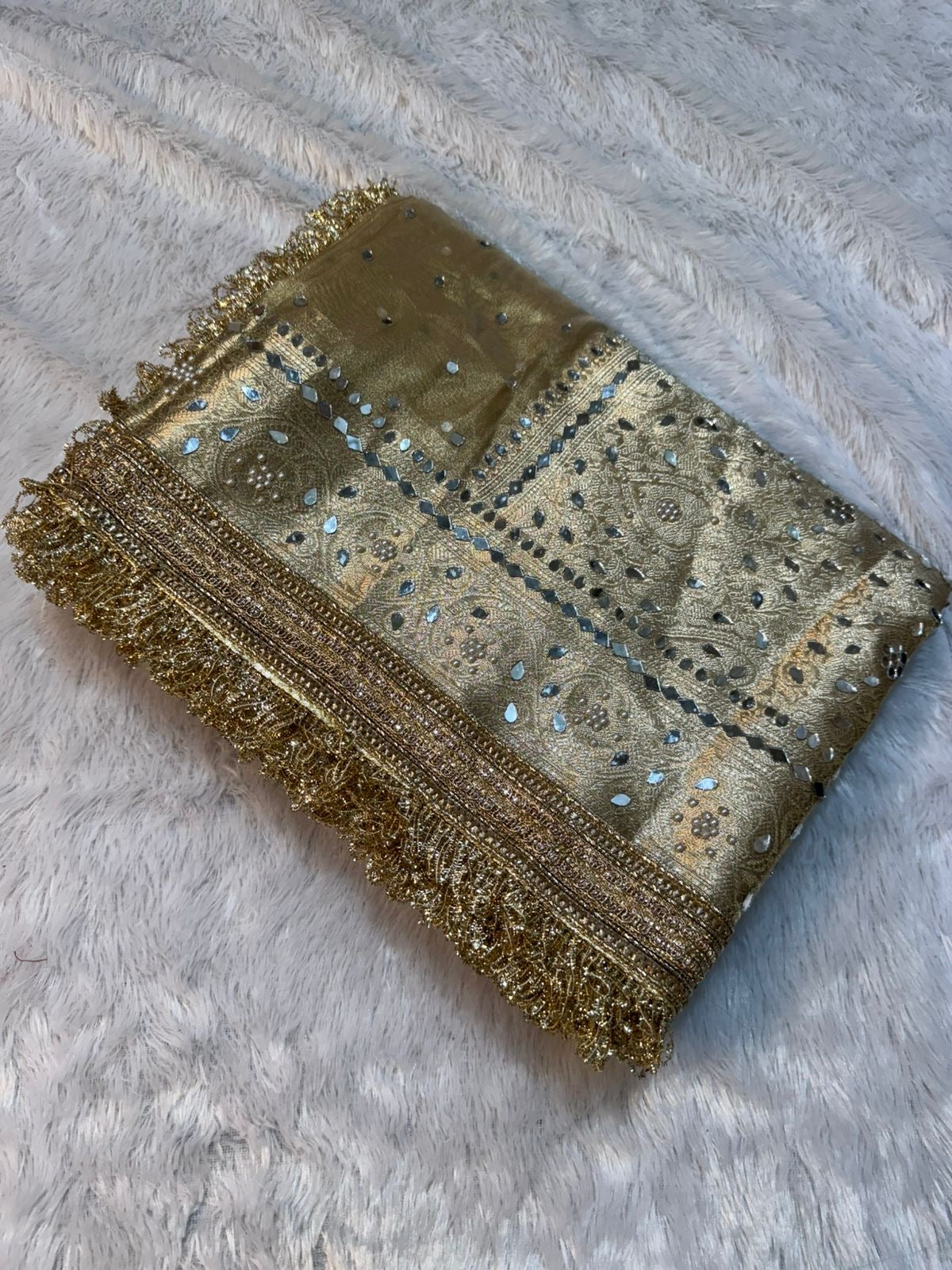 Teja - Glass Tissue Silk Saree with Handwork