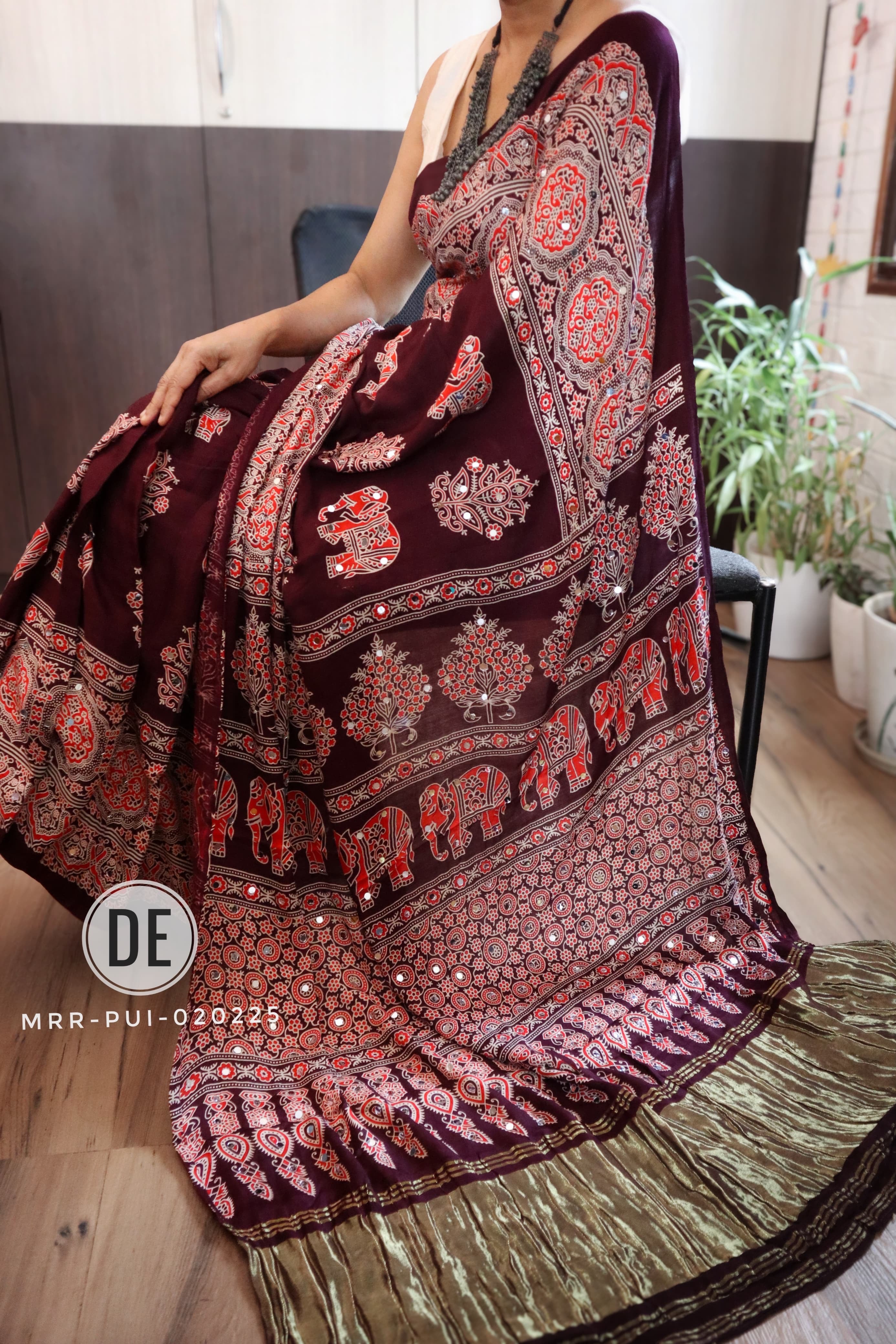 Ravina - Pure Modal Silk Mirror Designer Saree