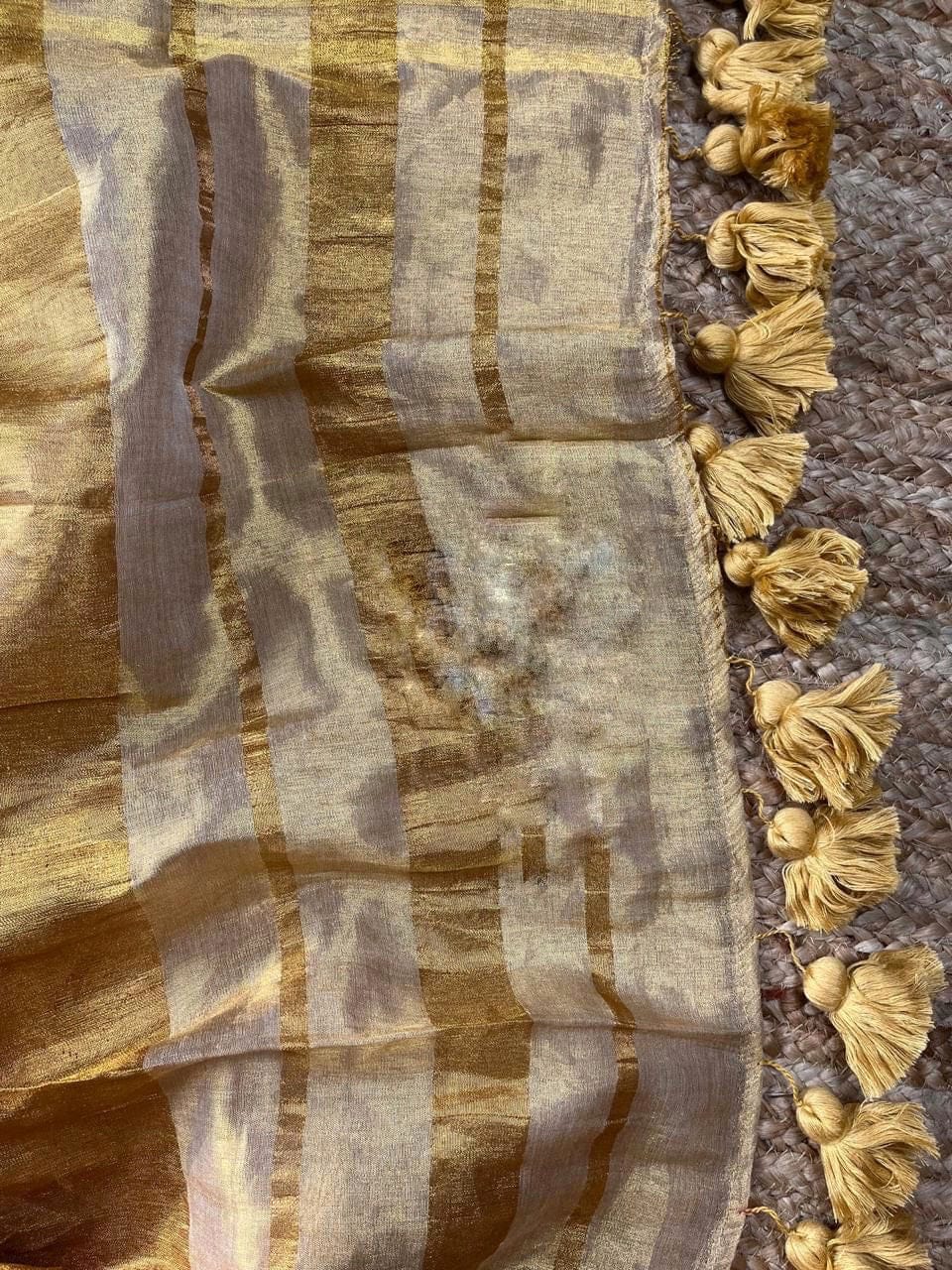 Posh - Gold Tissue Soft Linen Saree