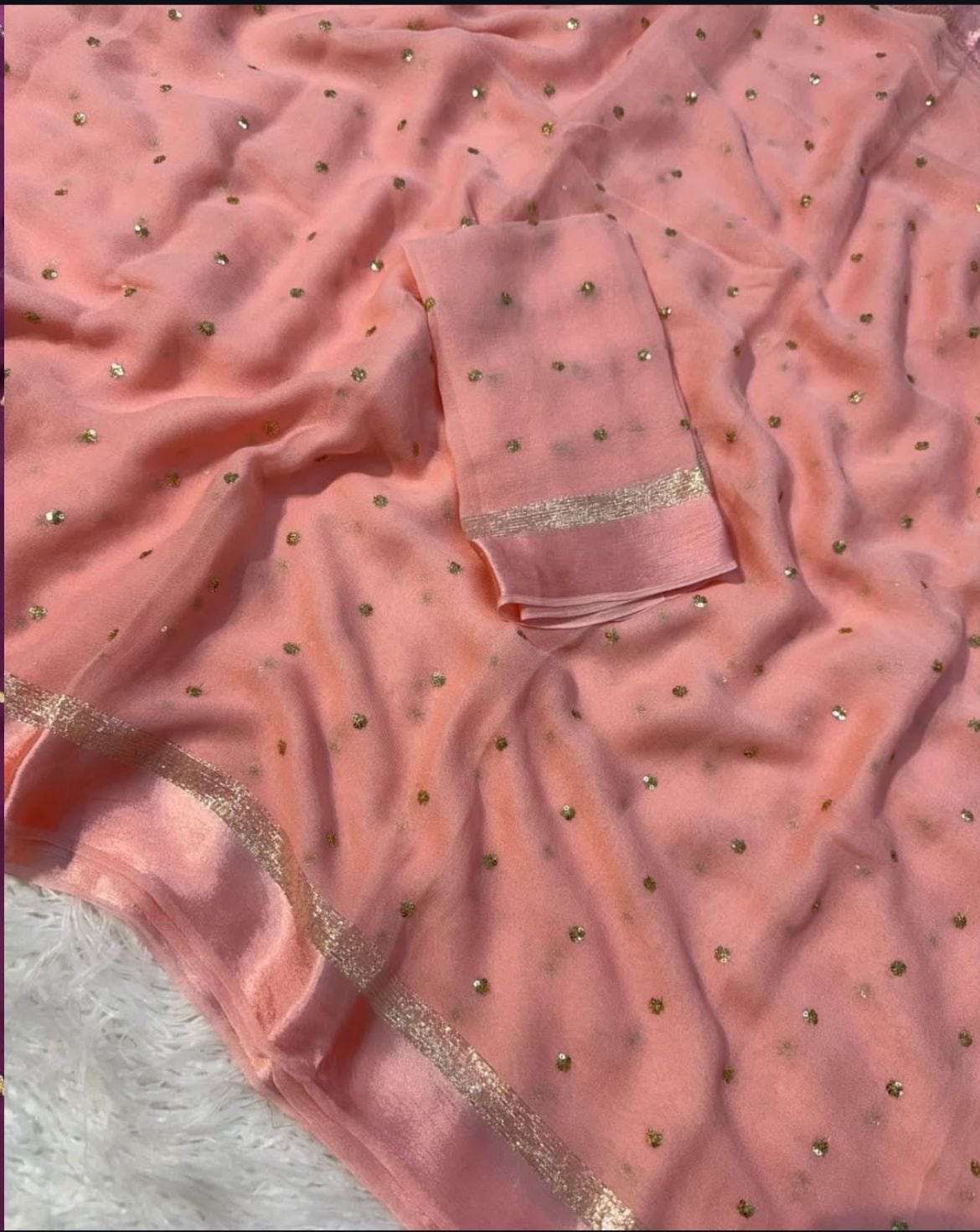 Zia Viscose Georgette Butti Sequin Saree