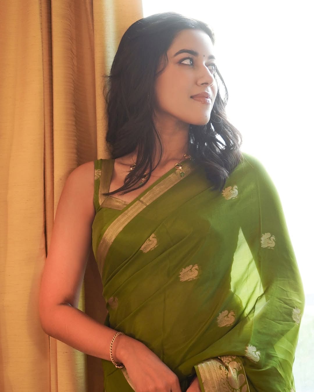 Neena - Mysore silk crepe with peacock Jacquard