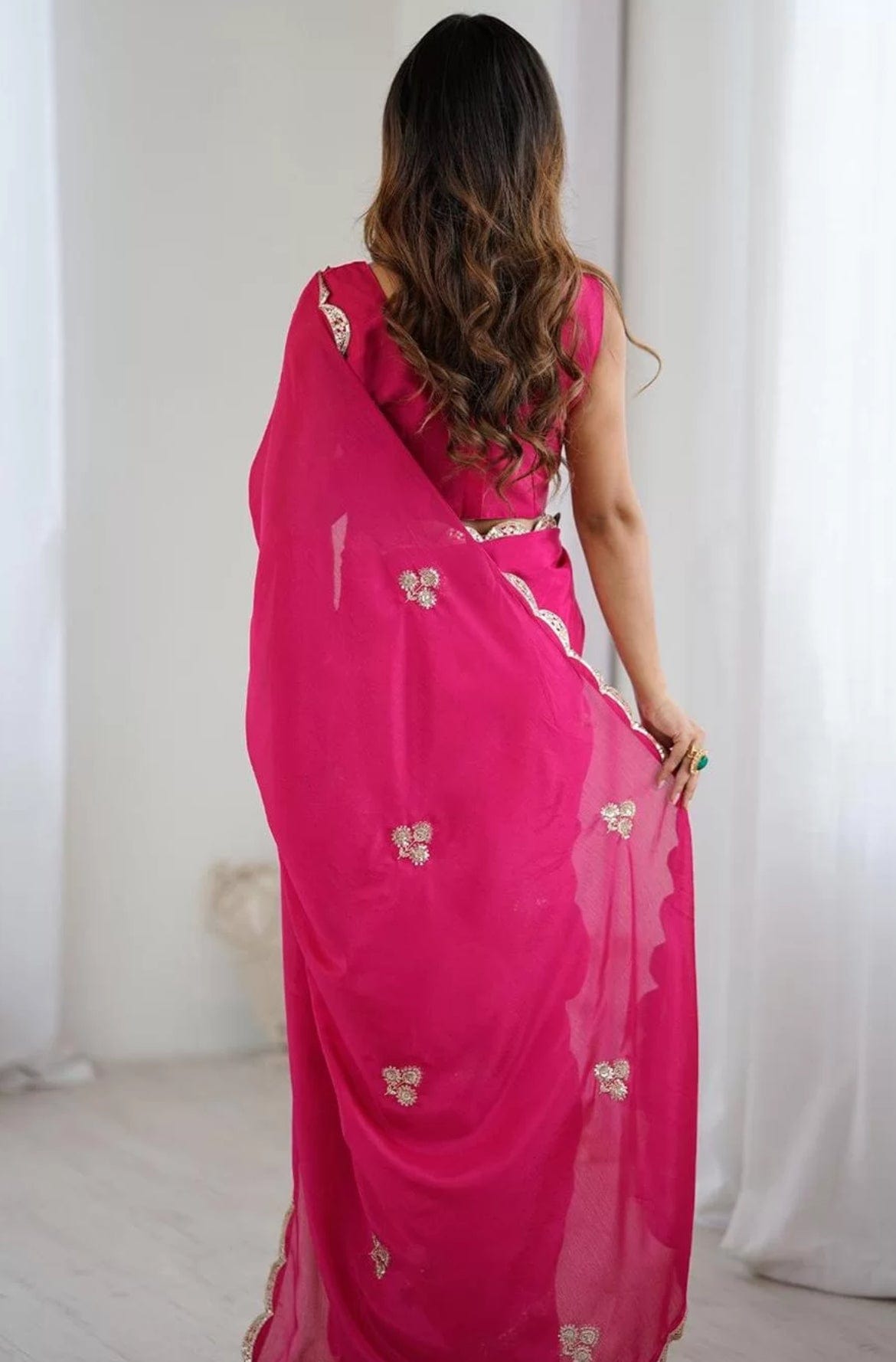 Arti - Soft Chiffon Sequins Saree