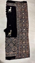 Naina | Handcrafted Ajrakh Couture Saree [Ready to Dispatch]