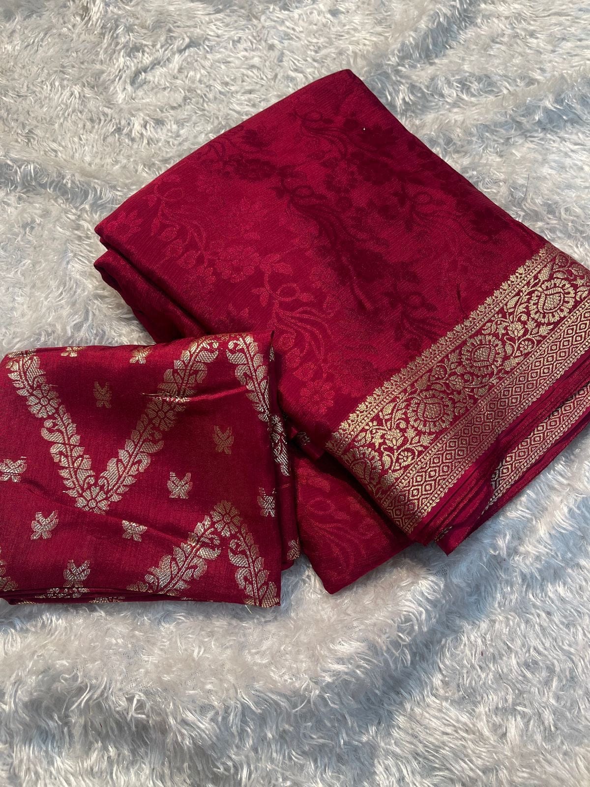 Tanvi - Viscose Chinon Silk Saree & Embroidered Blouse
