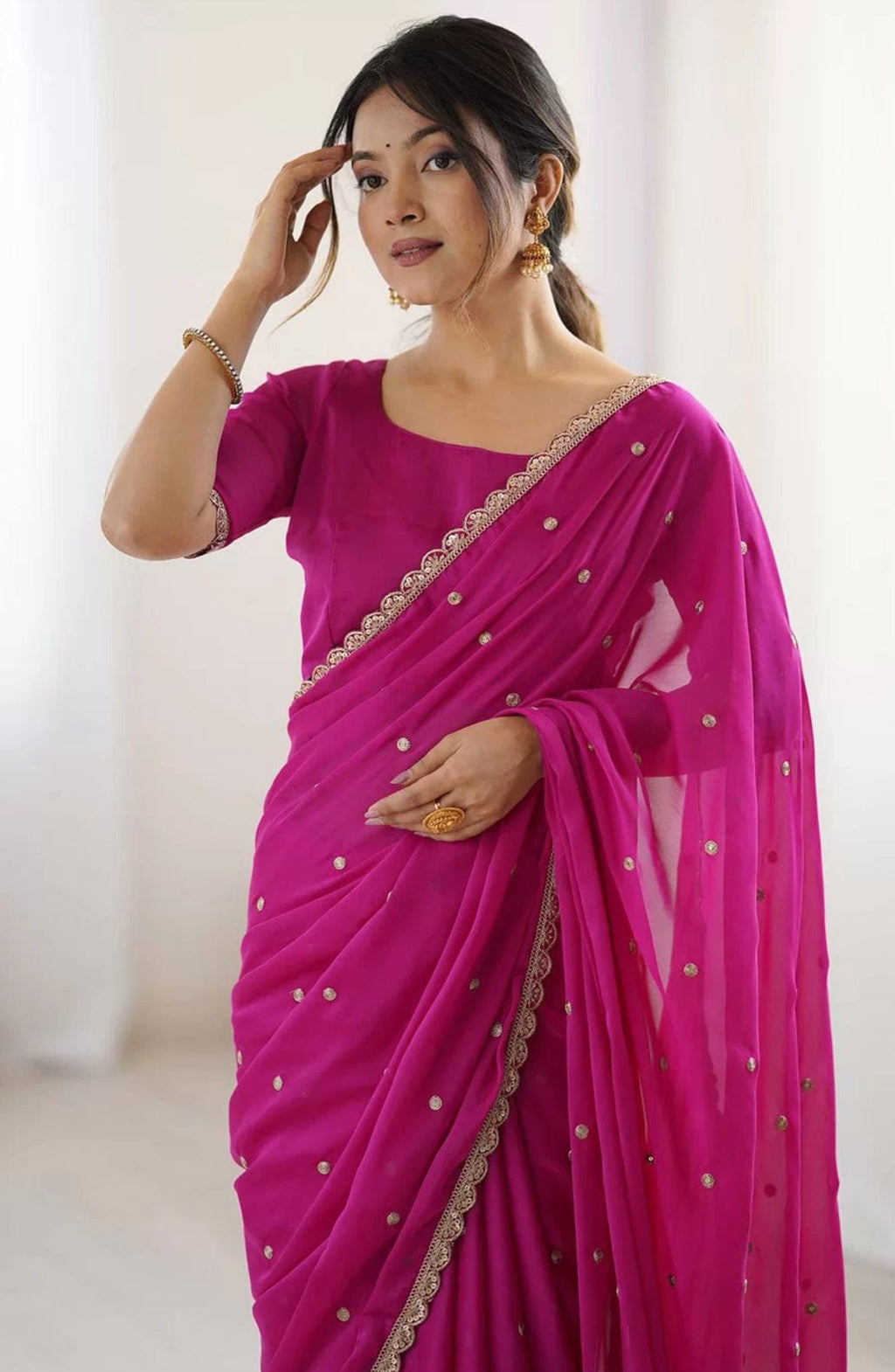 Arti - Georgette Blend Saree with Embellishments