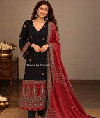 DAYA | Ajrakh Modal Silk Suit with Hand Embroidery