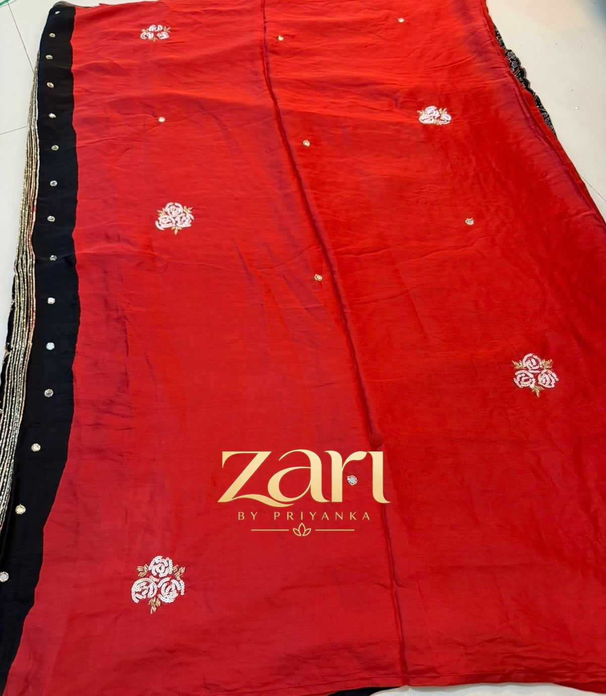 Dua | Handcrafted Ajrakh Couture Saree with heavy handwork [Ready to dispatch]