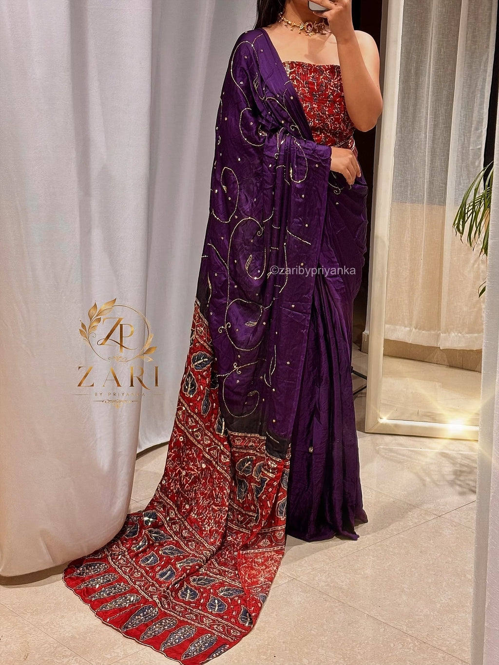 Jhalak - Designer Ajrakh Handworked Saree