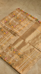 Anantara - Pure Tissue Organza Silk Plain Saree with Special Tassels