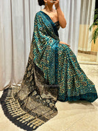 Radha | Handcrafted Ajrakh Couture Saree [Ready to Dispatch]