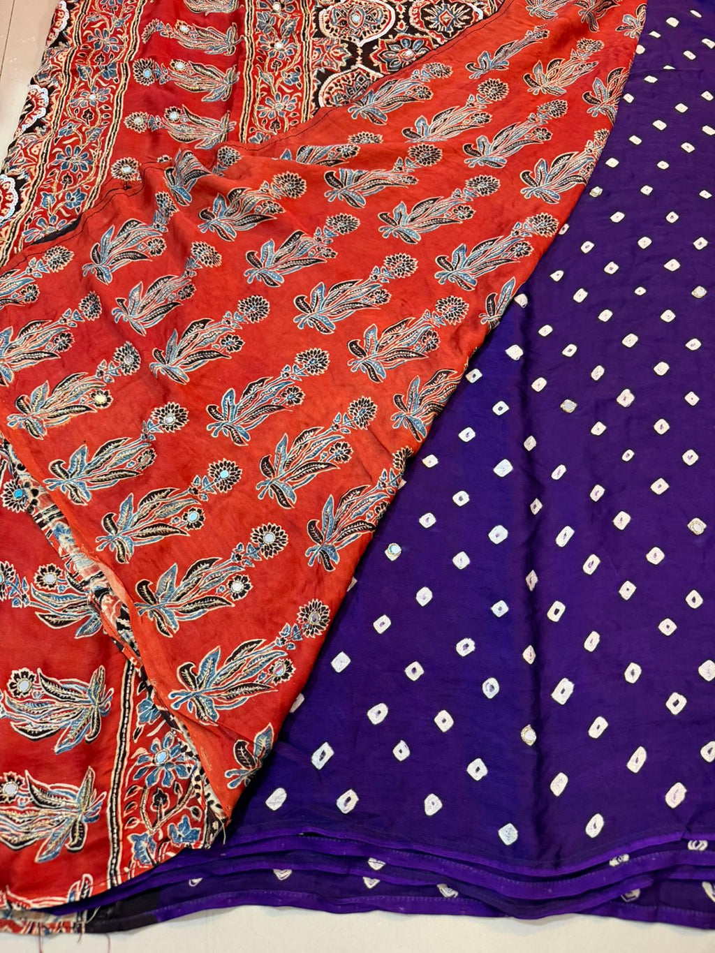 Kumkum | Handcrafted Ajrakh Bandhej Couture Saree [Dispatch from September 15th]
