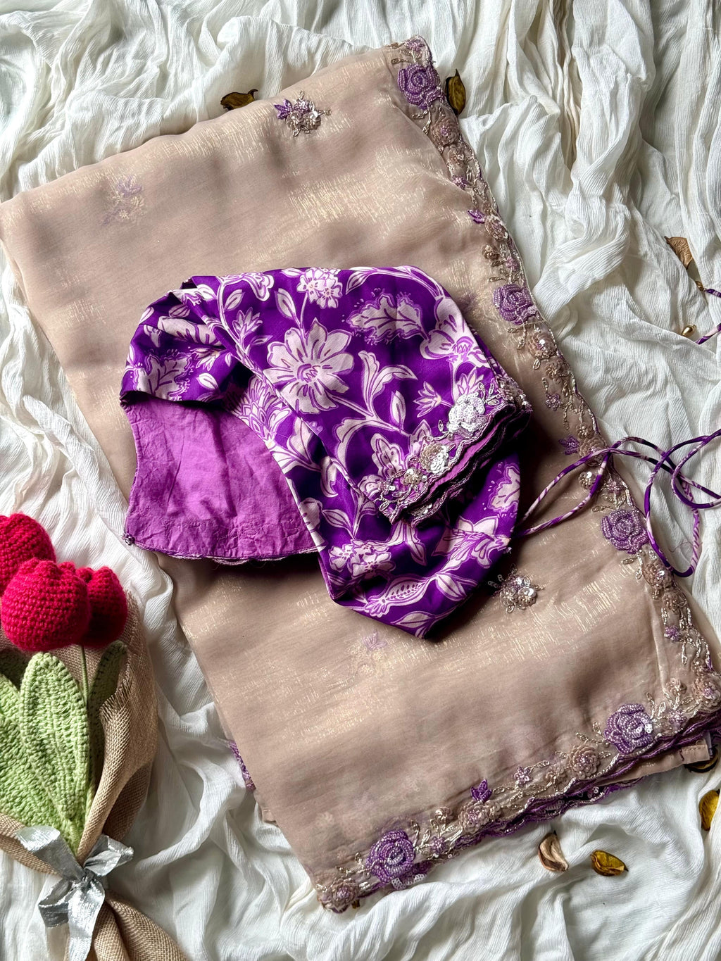 Raha Premium Elegance – Tissue Silk Saree with Multicolour Sequin Detailing