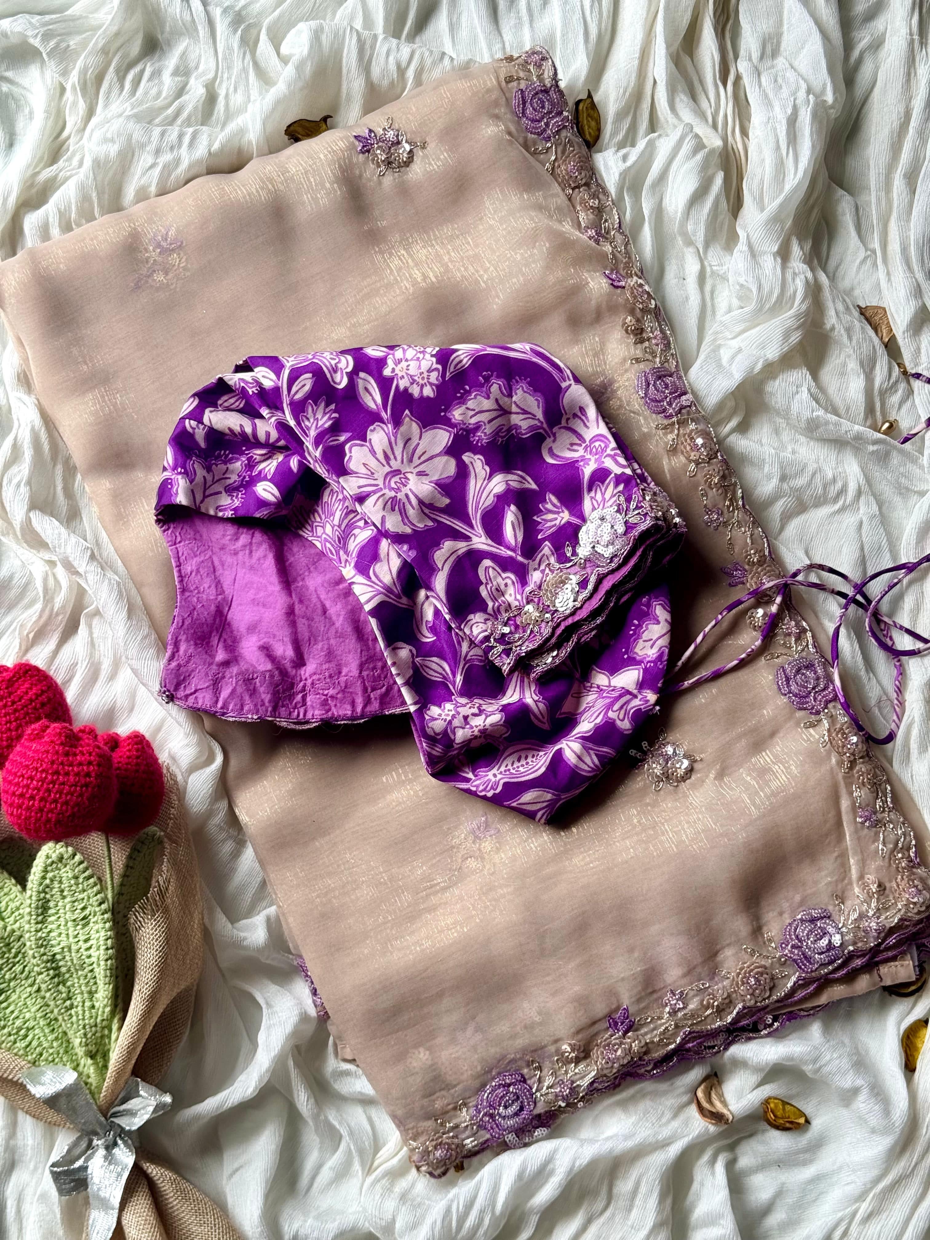 Raha Premium Elegance – Tissue Silk Saree with Multicolour Sequin Detailing