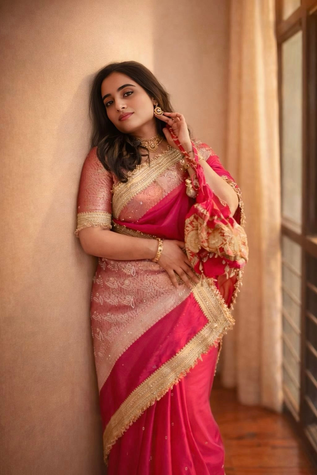 Henna - Banarasee Tissue Handwork Saree