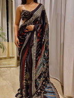 Mirra | Designer Handcrafted Ajrakh Saree - Zari by Priyanka