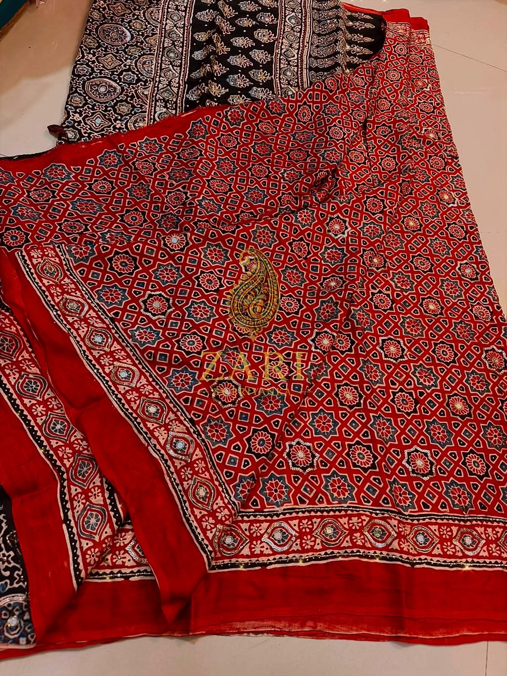Sutra - Designer Ajrakh Handworked Saree