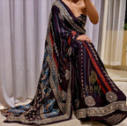 Mirra | Designer Handcrafted Ajrakh Saree - Zari by Priyanka