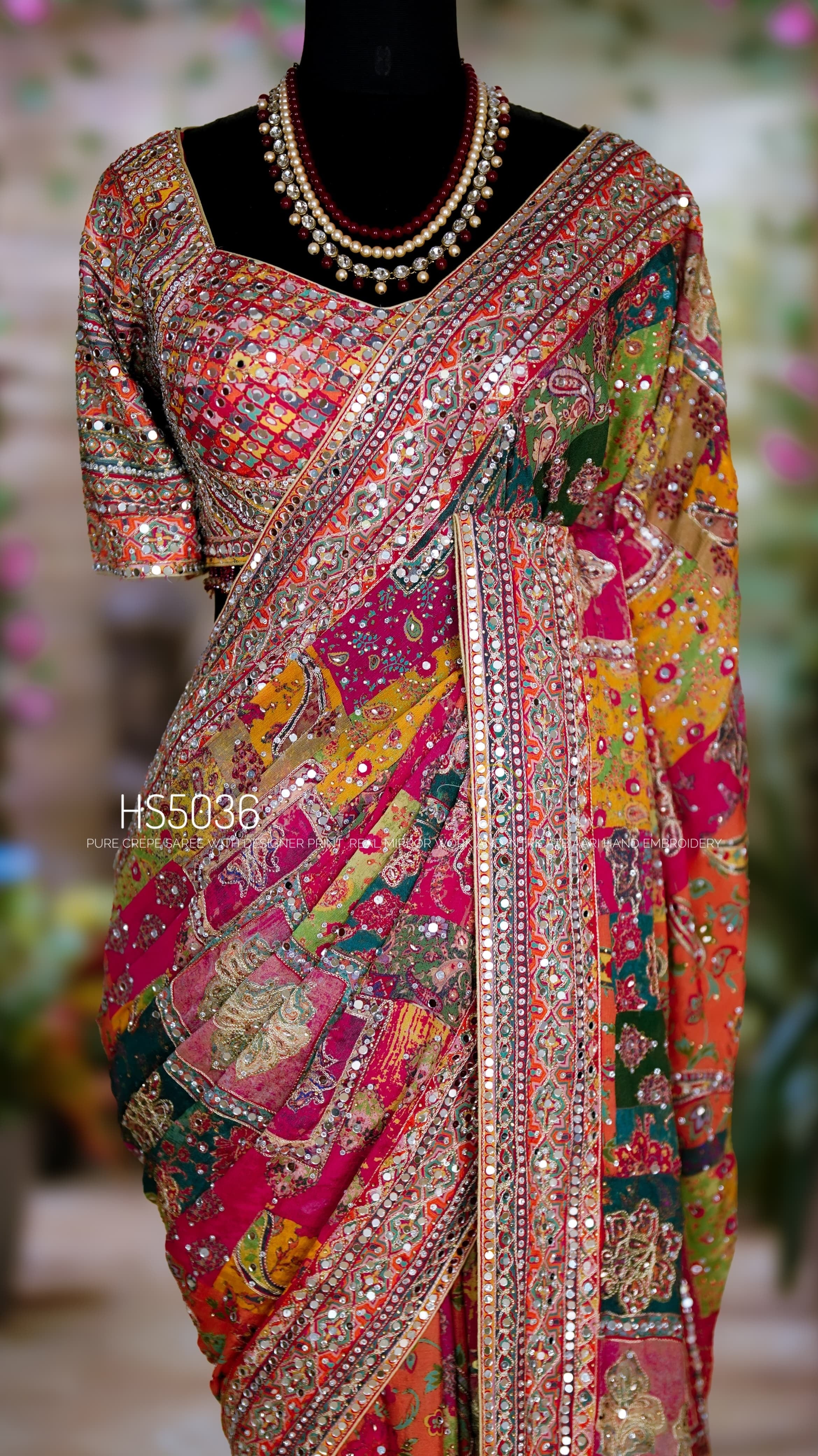 Alika - Designer Chinon Handwork Saree