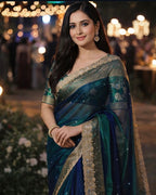 Shehnaz - Maharani Glass Tissue Silk Saree with Handwork