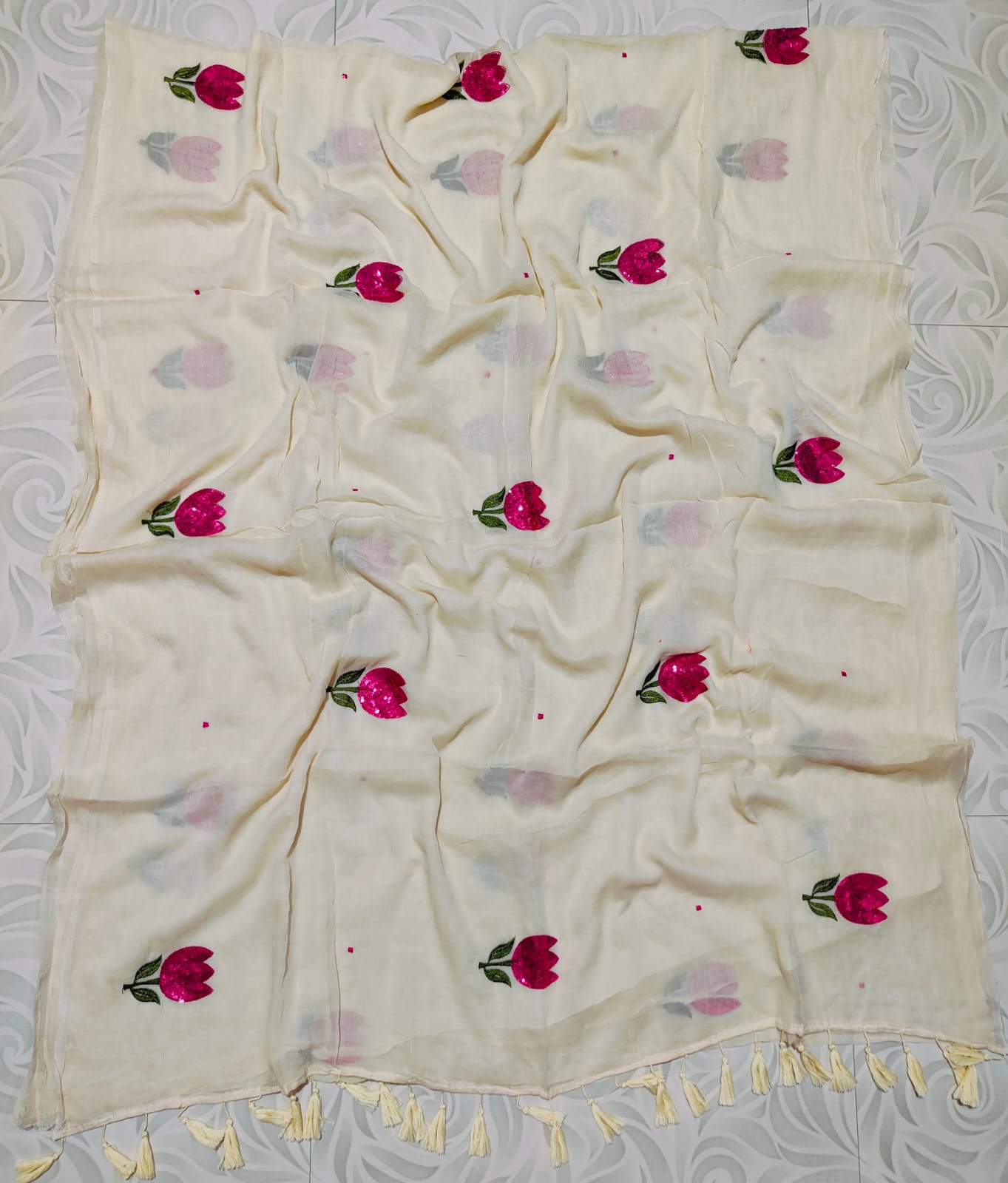 Ishana - Pure Mulmul Soft Saree with embroidery