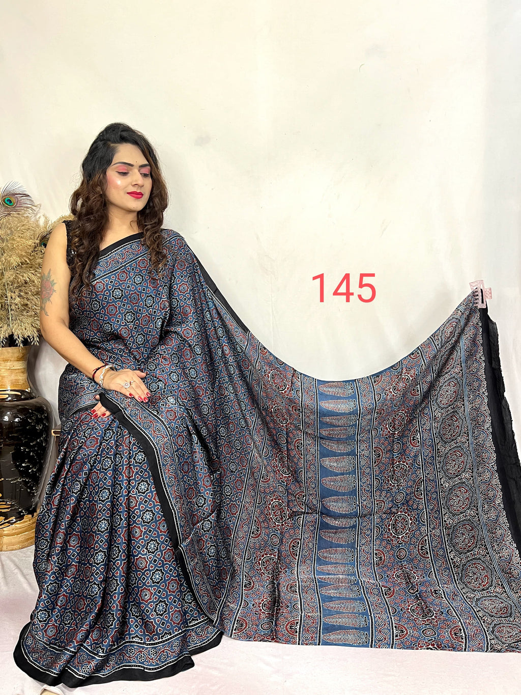 Mithali - Pure Modal Ajrakh saree