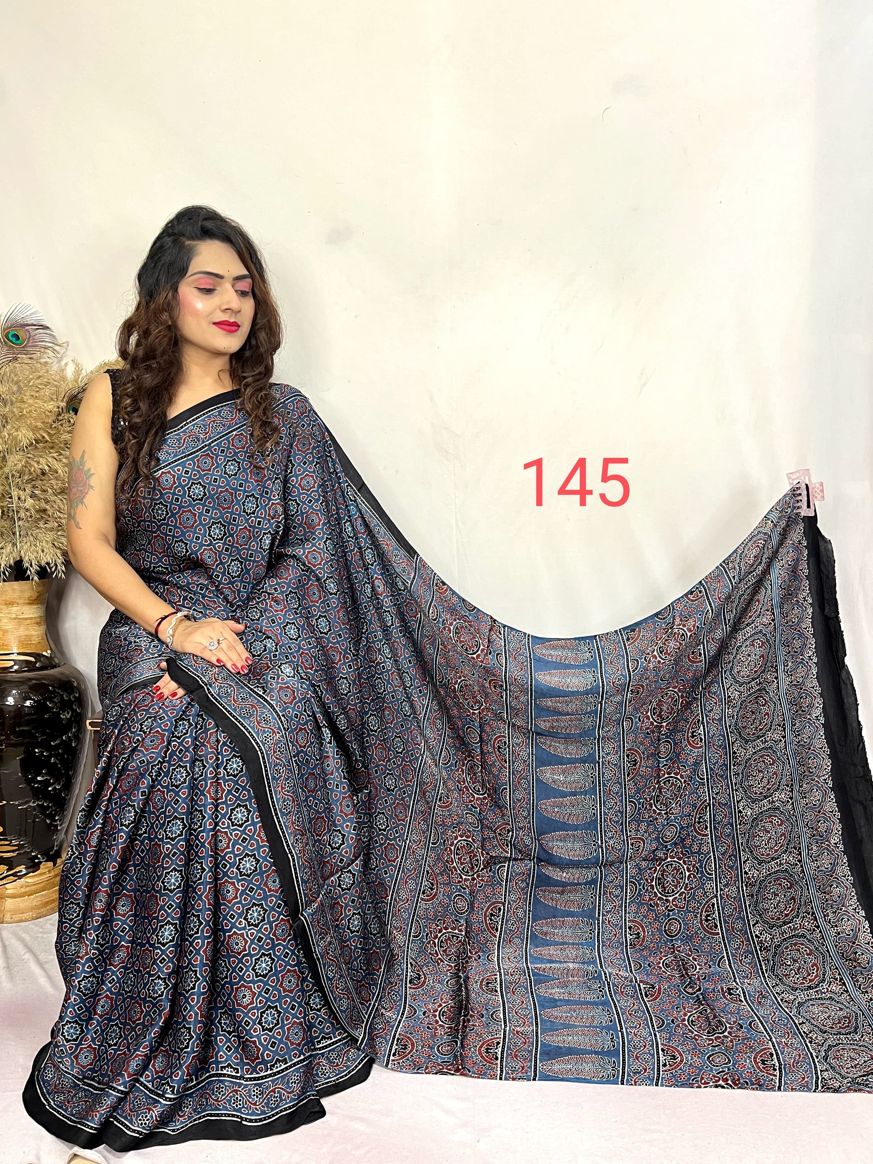 Mithali - Pure Modal Ajrakh saree