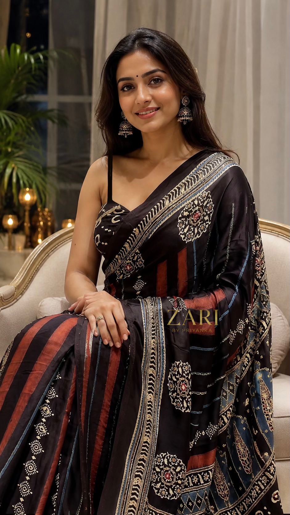 Mirra | Designer Handcrafted Ajrakh Saree [Ready to Dispatch]
