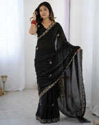 Polki - Crepe Satin silk saree