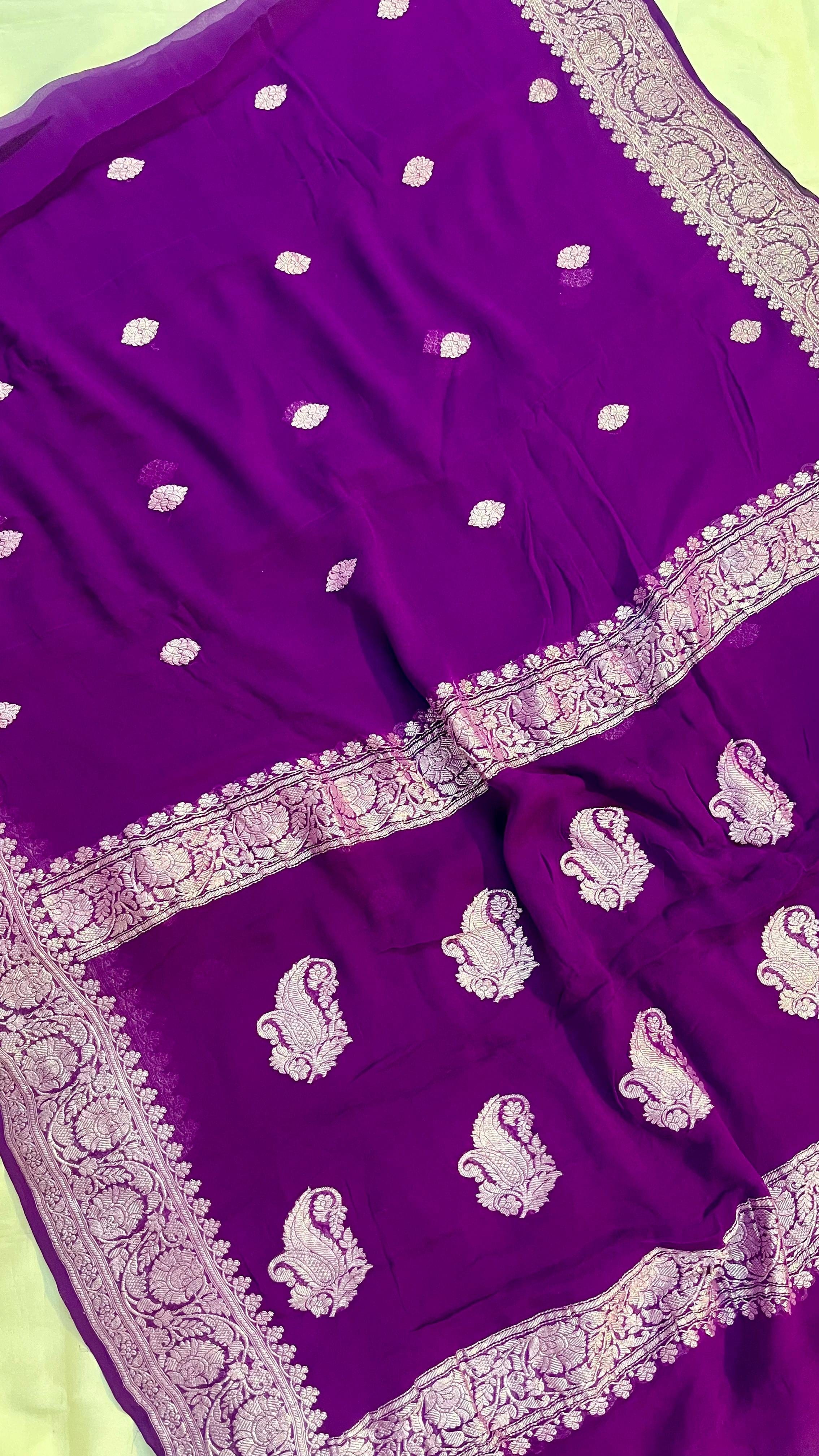 Avra - Banarasi Pure Khaddi Georgette Kadwa Saree