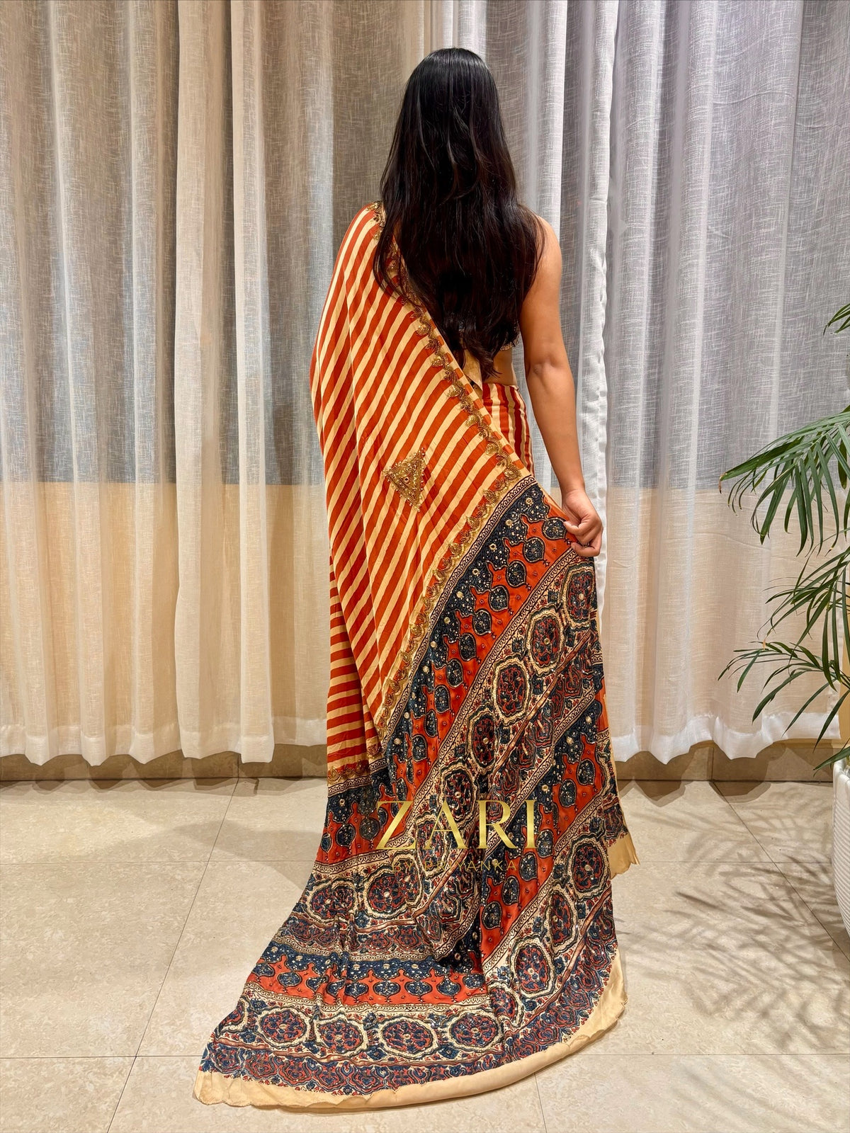 Hayat | Handcrafted Ajrakh Couture Saree [Pre-Order]