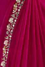 Juma - Ready-to-Wear Satin Crepe Saree with Adorned Pearl Embellishment
