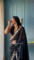 Sharvari - Designer Georgette Saree with Mirror work