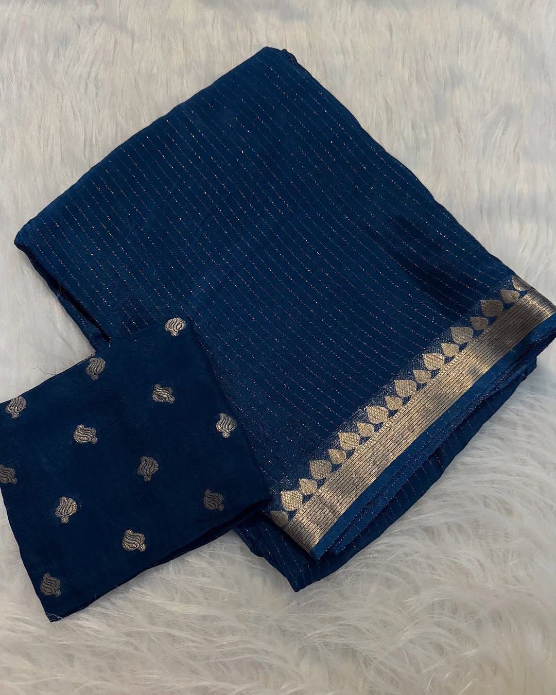 Sakshi - Viscose Chinon Saree – With Chinon Viscose Butti Weaving Blouse
