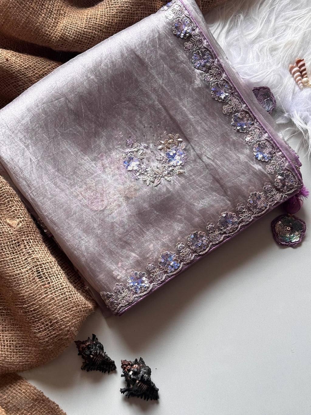 Mira - Premium Organza Silk Saree with Multicolour Sequins & Designer Blouse