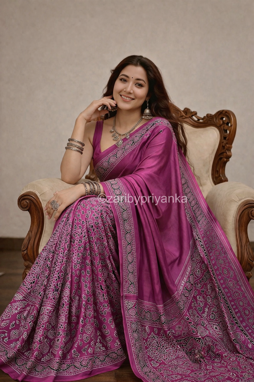 Nimora  - Pure Modal Ajrakh saree