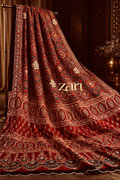 GUL | Handcrafted Ajrakh Couture Saree with Heavy Handwork [Ready to Dispatch]