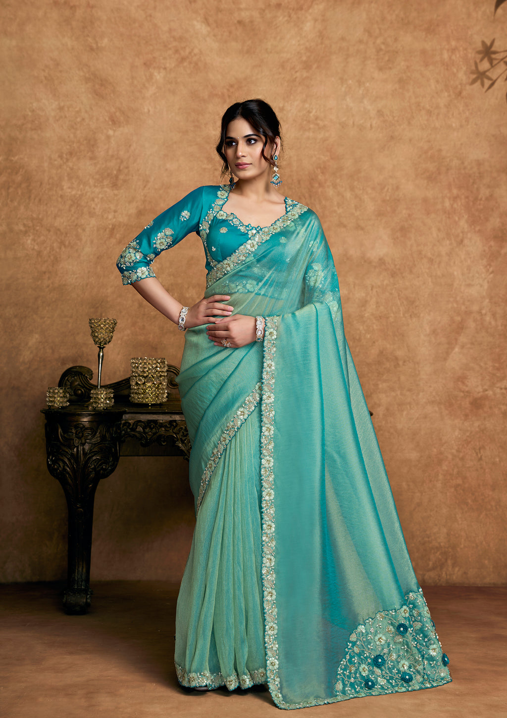Malina - Designer Organza Satin Silk Saree