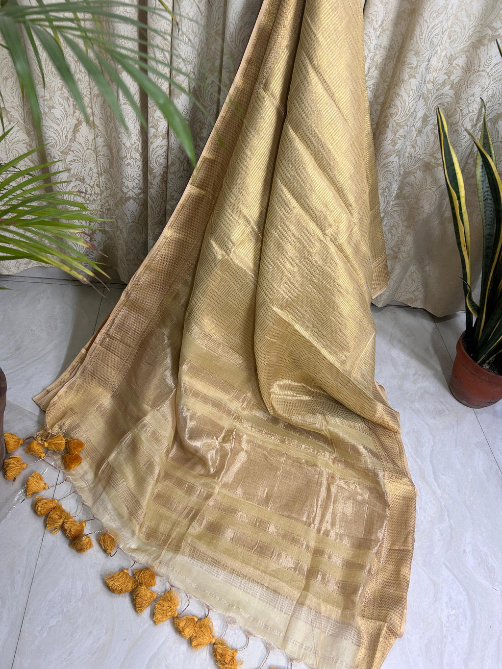 Durga - Tissue Reshom Chatai Weave Pure Modal Saree