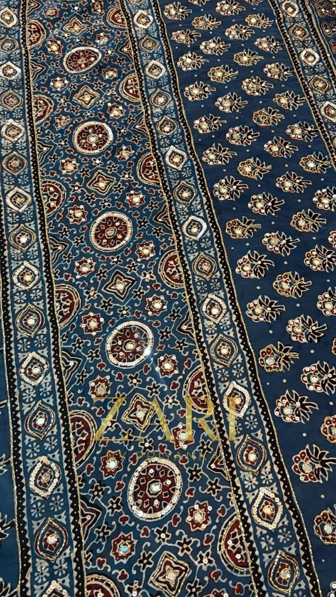 Aayat | Handcrafted Ajrakh Couture Saree
