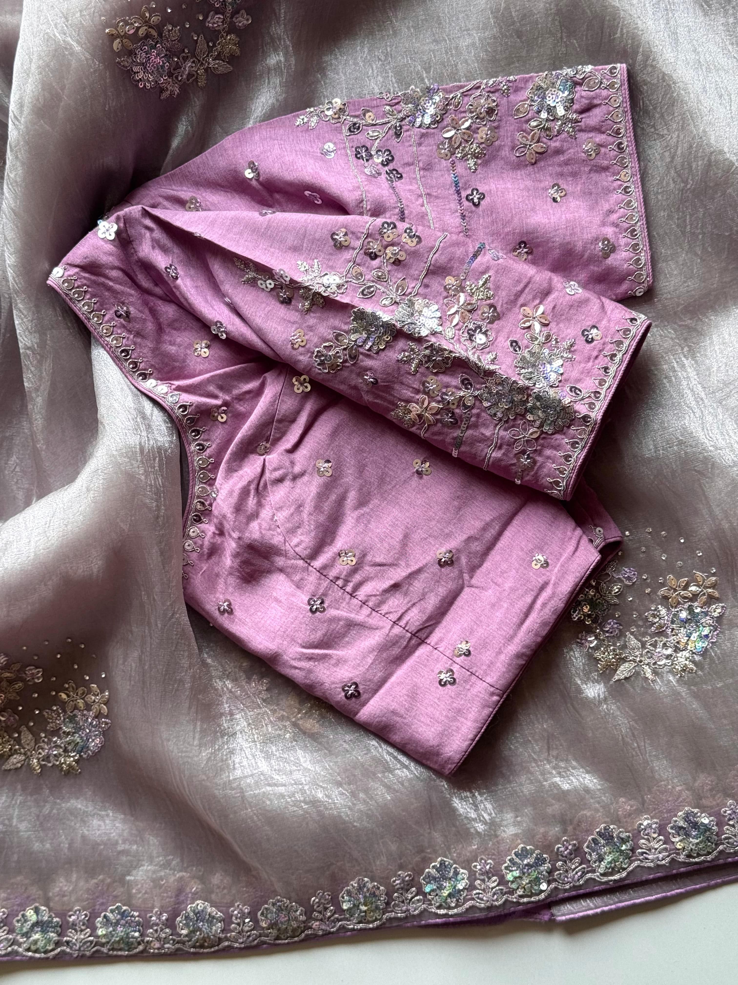 Mira - Premium Organza Silk Saree with Multicolour Sequins & Designer Blouse