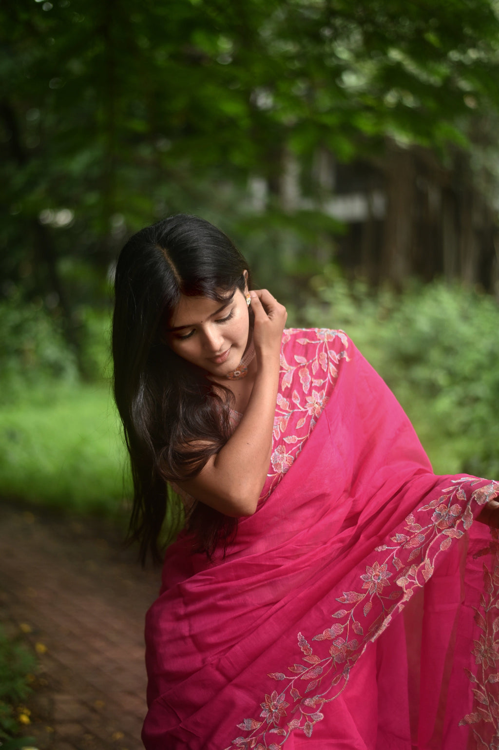 Divya - Premium Chanderi Saree with Multi-Thread Embroidery