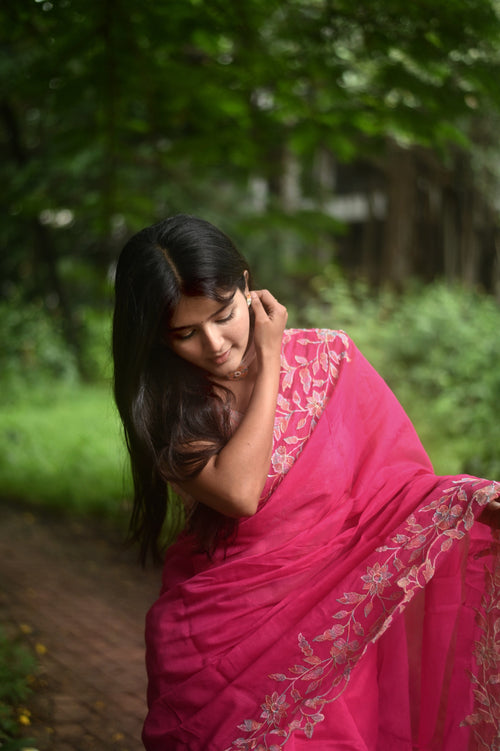 Divya - Premium Chanderi Saree with Multi-Thread Embroidery