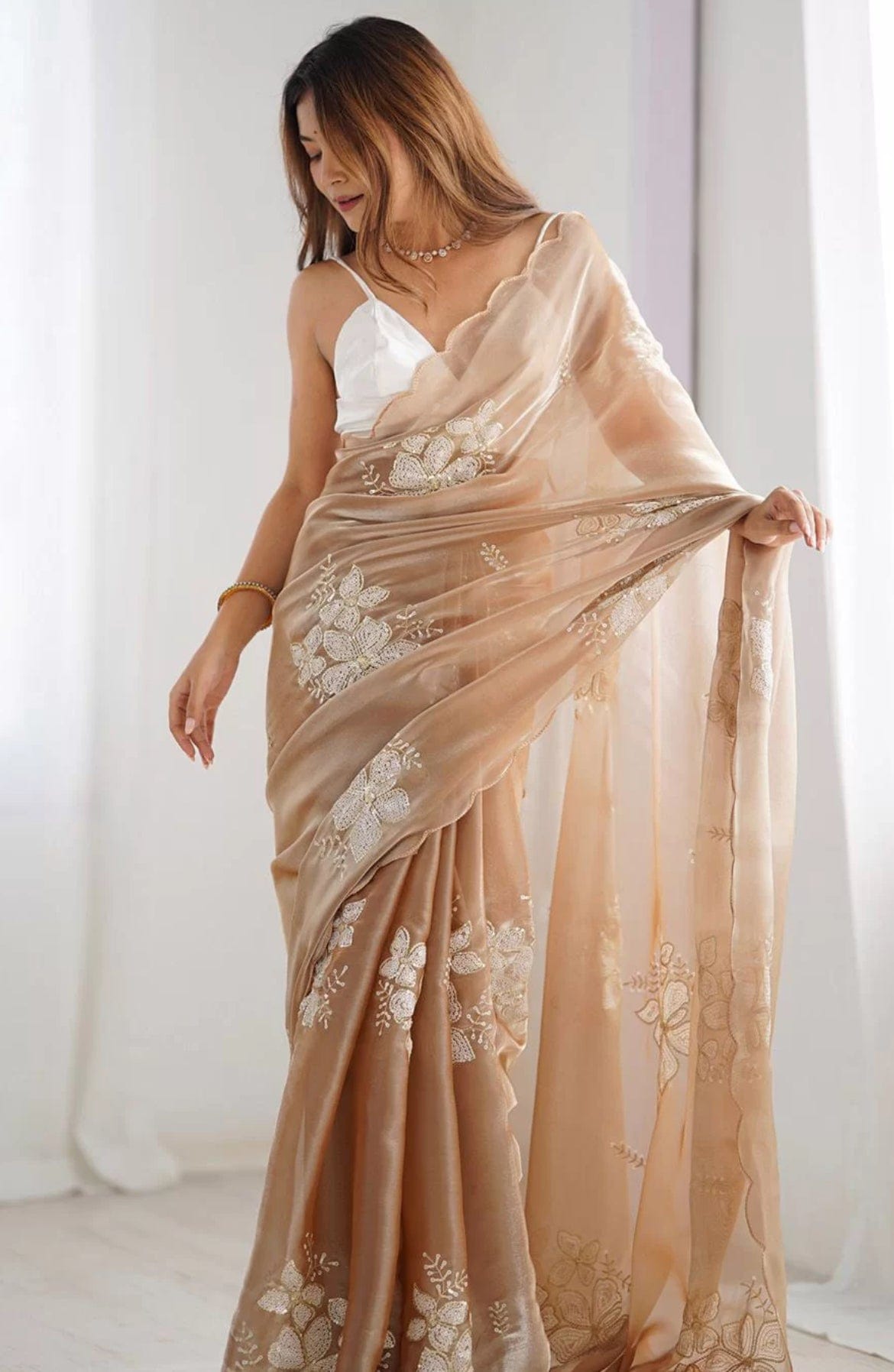 Arti Soft Organza Sequins Embellished Saree