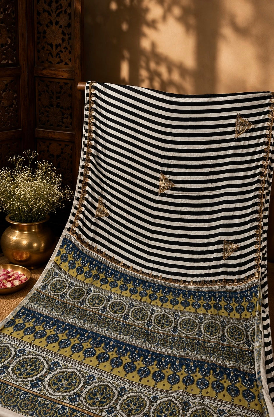 Ayleen | Handcrafted Ajrakh Couture Saree