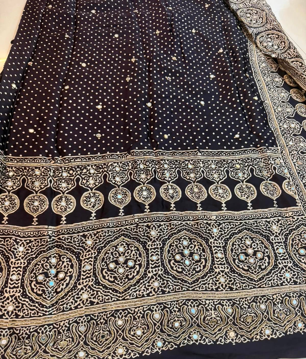 Nushra - Designer Ajrakh Handworked Saree