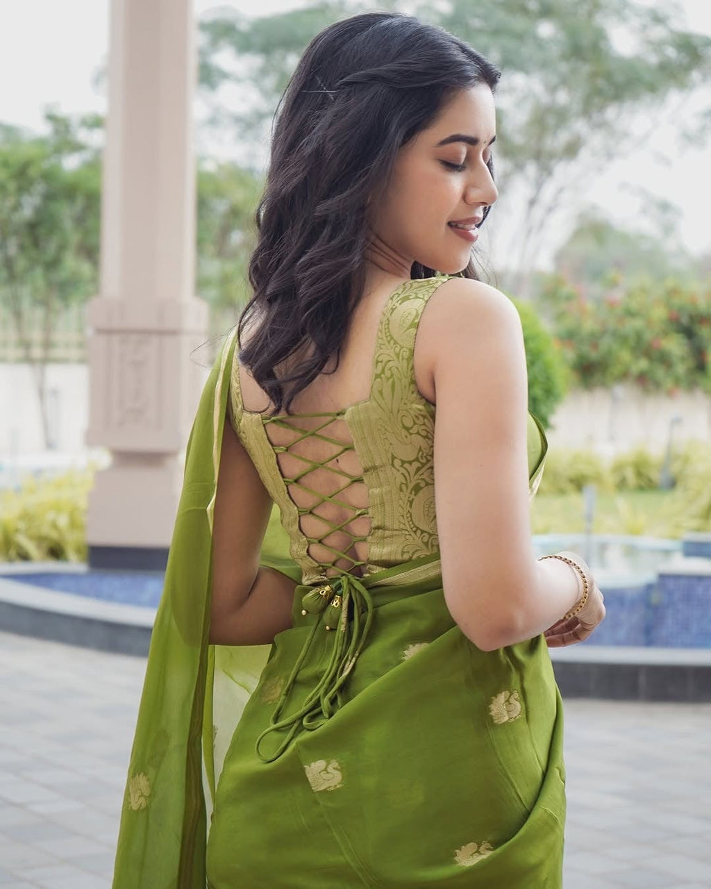 Neena - Mysore silk crepe with peacock Jacquard