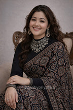 Maraaya - Designer Pure Modal Ajrakh Mirror saree